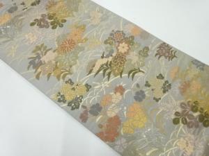 唐織草花模様織出し袋帯